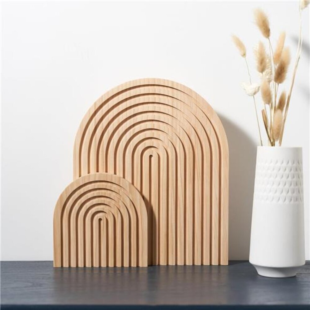 Wood Rainbow Arch Modern Boho Decor Tray Wall Shelf Fireplace Mantel Set of 2